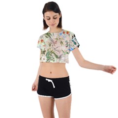 Tropical Fabric Textile Tie Back Short Sleeve Crop Tee by nateshop