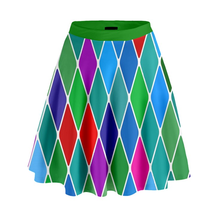 Emerald Harlequine Argyle Pattern High Waist Skirt