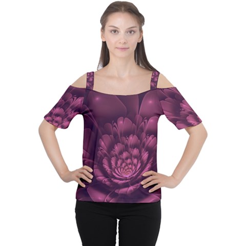 Fractal Blossom Flower Bloom Cutout Shoulder Tee by Wegoenart