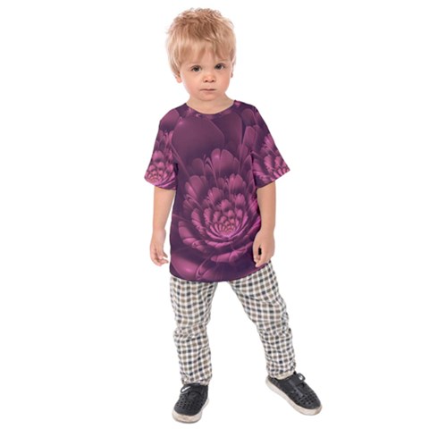 Fractal Blossom Flower Bloom Kids  Raglan Tee by Wegoenart