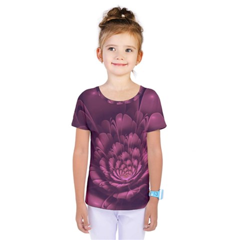 Fractal Blossom Flower Bloom Kids  One Piece Tee by Wegoenart