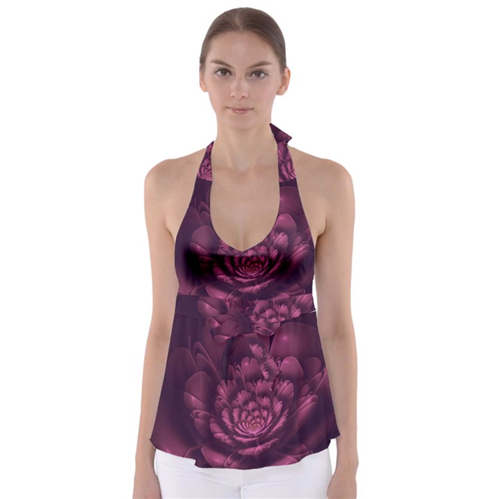 Fractal Blossom Flower Bloom Babydoll Tankini Top