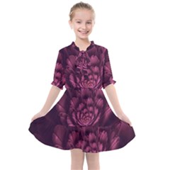 Fractal Blossom Flower Bloom Kids  All Frills Chiffon Dress by Wegoenart