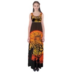 Night Full Moon Gespenstig Empire Waist Maxi Dress by Wegoenart