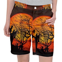 Night Full Moon Gespenstig Pocket Shorts by Wegoenart