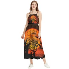 Night Full Moon Gespenstig Boho Sleeveless Summer Dress by Wegoenart