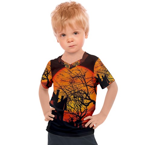 Night Full Moon Gespenstig Kids  Sports Tee by Wegoenart