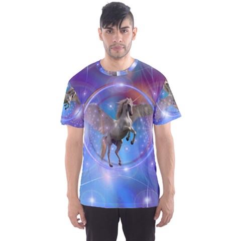 Unicorn Abstract Wave Line Men s Sport Mesh Tee by Wegoenart