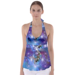 Unicorn Abstract Wave Line Babydoll Tankini Top by Wegoenart