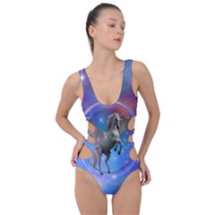 Unicorn Abstract Wave Line Side Cut Out Swimsuit by Wegoenart