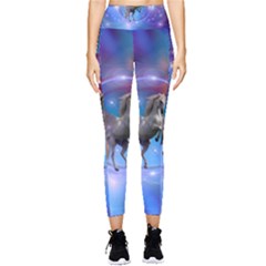 Unicorn Abstract Wave Line Pocket Leggings  by Wegoenart