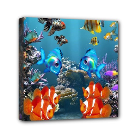 Aquarium Fish Tank Sea Life Mini Canvas 6  X 6  (stretched) by Wegoenart