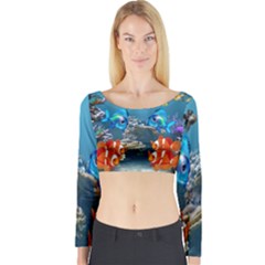 Aquarium Fish Tank Sea Life Long Sleeve Crop Top by Wegoenart