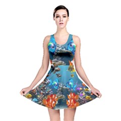 Aquarium Fish Tank Sea Life Reversible Skater Dress by Wegoenart