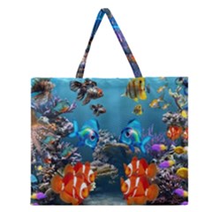 Aquarium Fish Tank Sea Life Zipper Large Tote Bag