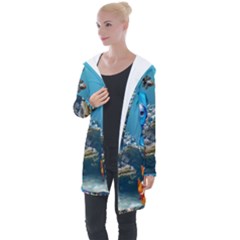 Aquarium Fish Tank Sea Life Longline Hooded Cardigan by Wegoenart