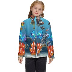 Aquarium Fish Tank Sea Life Kids  Puffer Bubble Jacket Coat by Wegoenart