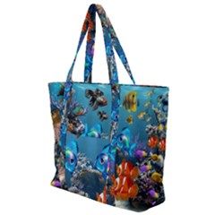 Aquarium Fish Tank Sea Life Zip Up Canvas Bag by Wegoenart