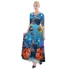 Aquarium Fish Tank Sea Life Half Sleeves Maxi Dress by Wegoenart