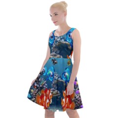 Aquarium Fish Tank Sea Life Knee Length Skater Dress by Wegoenart