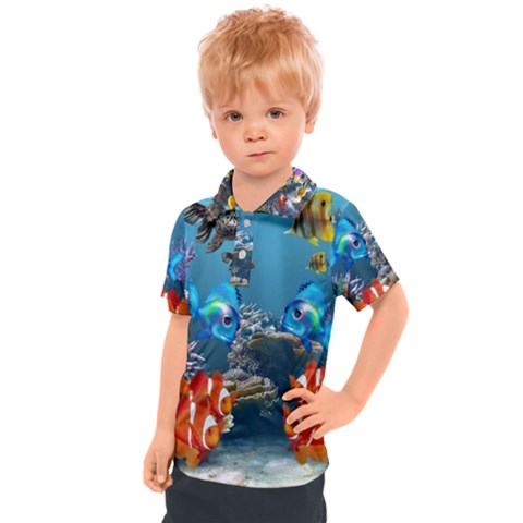 Aquarium Fish Tank Sea Life Kids  Polo Tee by Wegoenart