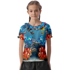 Aquarium Fish Tank Sea Life Kids  Frill Chiffon Blouse by Wegoenart