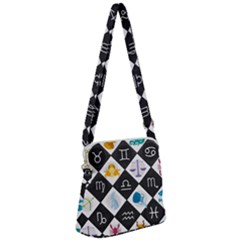 Zodiac Astrology Horoscope Pattern Zipper Messenger Bag by Wegoenart