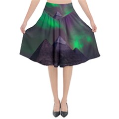 Fantasy Pyramid Mystic Space Flared Midi Skirt by Wegoenart