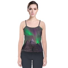 Fantasy Pyramid Mystic Space Velvet Spaghetti Strap Top by Wegoenart