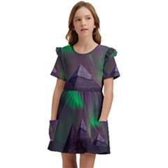 Fantasy Pyramid Mystic Space Kids  Frilly Sleeves Pocket Dress by Wegoenart