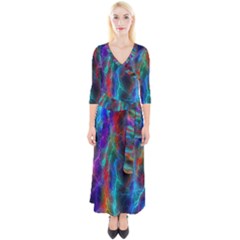 Wizzard Flash Flashes Template Abstract Quarter Sleeve Wrap Maxi Dress by Wegoenart