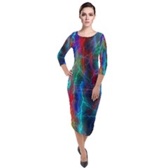 Wizzard Flash Flashes Template Abstract Quarter Sleeve Midi Velour Bodycon Dress by Wegoenart