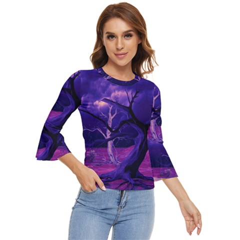 Forest Night Heaven Cloud Nature Bell Sleeve Top by Wegoenart