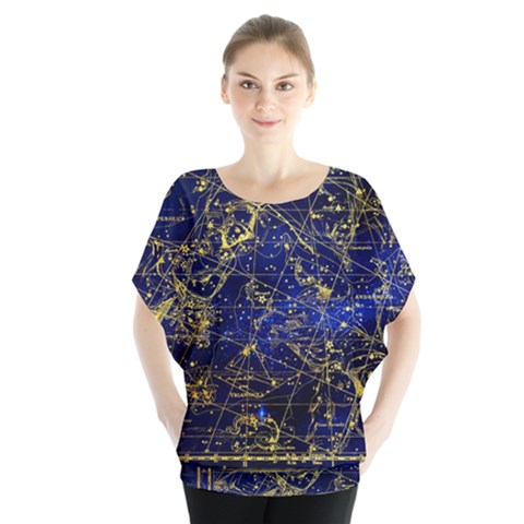 Constellation Perseus Andromeda Galaxy Batwing Chiffon Blouse by Wegoenart