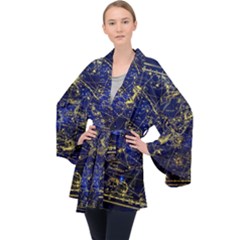 Constellation Perseus Andromeda Galaxy Long Sleeve Velvet Kimono  by Wegoenart