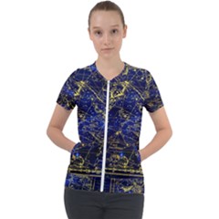 Constellation Perseus Andromeda Galaxy Short Sleeve Zip Up Jacket by Wegoenart