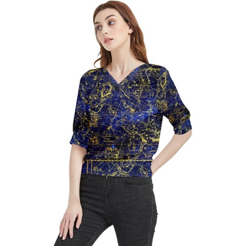 Constellation Perseus Andromeda Galaxy Quarter Sleeve Blouse by Wegoenart