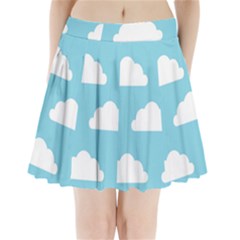 Clouds Blue Pattern Pleated Mini Skirt by ConteMonfrey