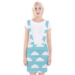 Clouds Blue Pattern Braces Suspender Skirt by ConteMonfrey