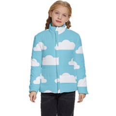 Clouds Blue Pattern Kids  Puffer Bubble Jacket Coat by ConteMonfrey