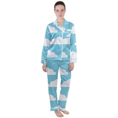 Clouds Blue Pattern Satin Long Sleeve Pajamas Set by ConteMonfrey