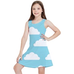 Clouds Blue Pattern Kids  Lightweight Sleeveless Dress by ConteMonfrey