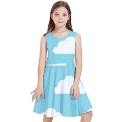 Clouds Blue Pattern Kids  Skater Dress by ConteMonfrey