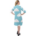 Clouds Blue Pattern Long Sleeve Mini Shirt Dress View2