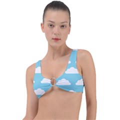 Clouds Blue Pattern Ring Detail Bikini Top by ConteMonfrey