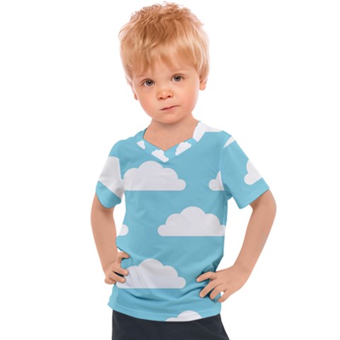 Clouds Blue Pattern Kids  Sports Tee by ConteMonfrey