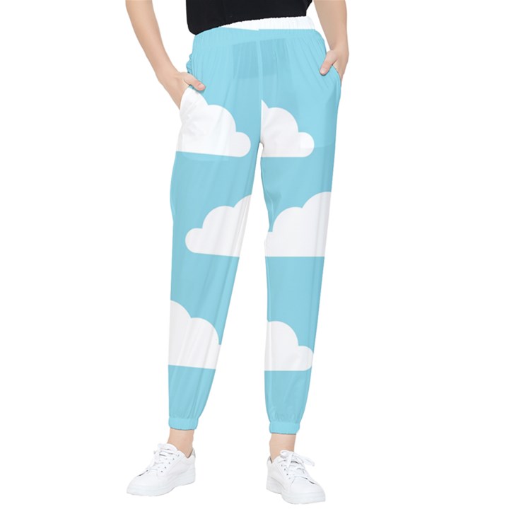 Clouds Blue Pattern Tapered Pants