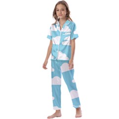 Clouds Blue Pattern Kids  Satin Short Sleeve Pajamas Set by ConteMonfrey