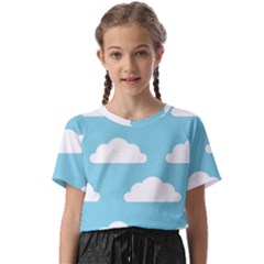 Clouds Blue Pattern Kids  Basic Tee by ConteMonfrey