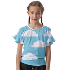 Clouds Blue Pattern Kids  Cut Out Flutter Sleeves by ConteMonfrey